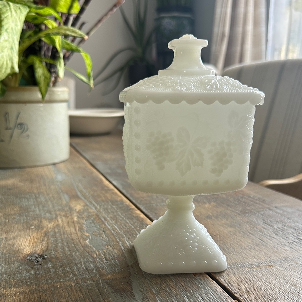Vintage White Glass Candy Dish